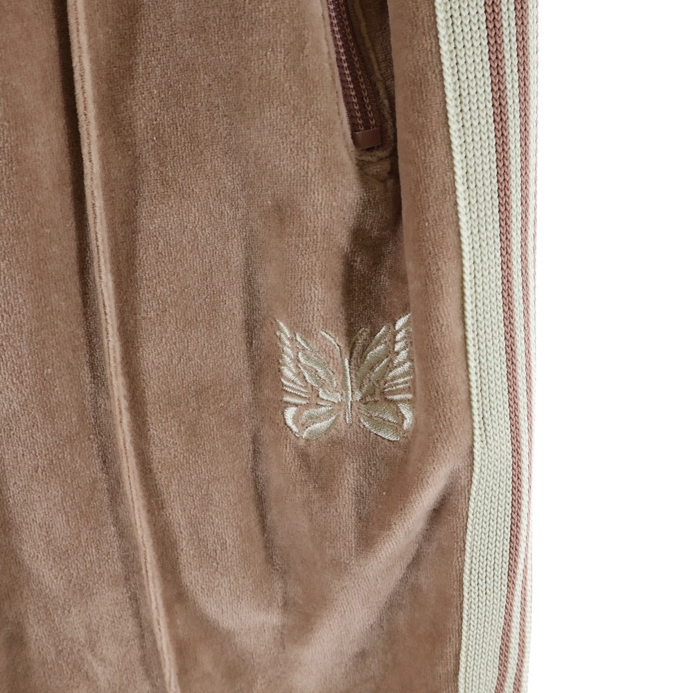 Needles(ニードルス) 23SS NARROW TRACK PANTS ロゴ刺繍 ナロー ベロア トラックパンツ ブラウン MR293