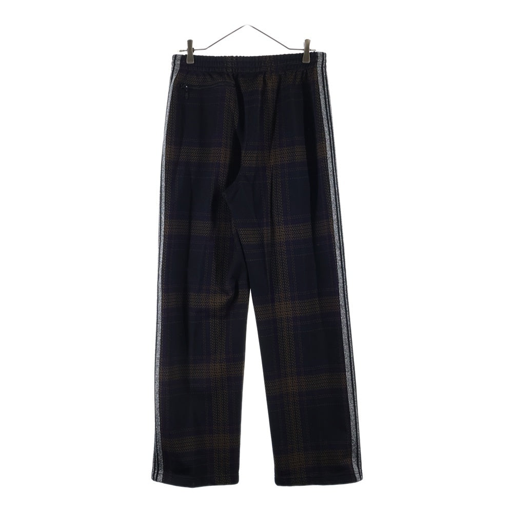 Needles(ニードルス) 23AW POLY SMOOTH TRACK PANT ポリ スムース タータンチェック トラックパンツ ブラウン/シルバー NS1502