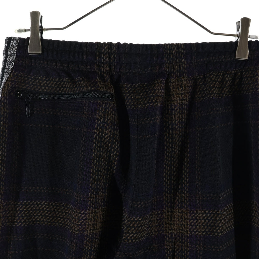 Needles(ニードルス) 23AW POLY SMOOTH TRACK PANT ポリ スムース タータンチェック トラックパンツ ブラウン/シルバー NS1502