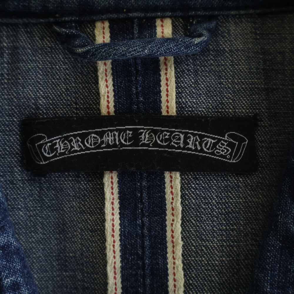 CHROME HEARTS(クロムハーツ) OLD DENIM WESTERN オールド クロスボールボタン 袖裾レザークロスパッチ デニムウエスタン長袖シャツ インディゴ