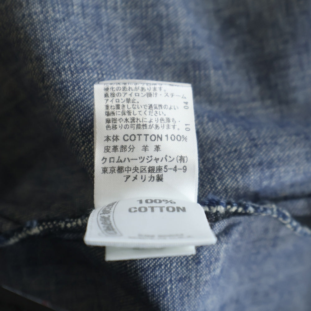 CHROME HEARTS(クロムハーツ) OLD DENIM WESTERN オールド クロスボールボタン 袖裾レザークロスパッチ デニムウエスタン長袖シャツ インディゴ