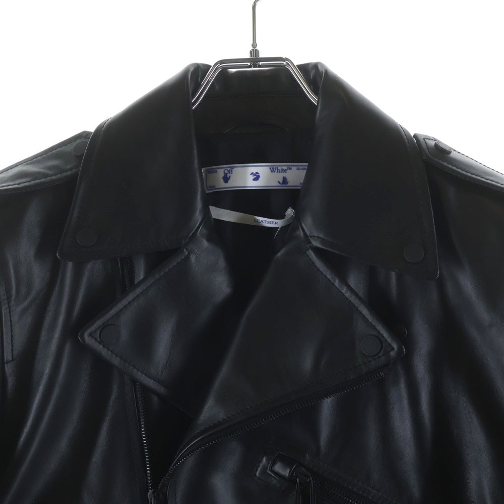 OFF-WHITE(オフホワイト) 21SS バックロゴ アロープリント レザー ライダースジャケット ブラック OMJG016R21LEA0011032
