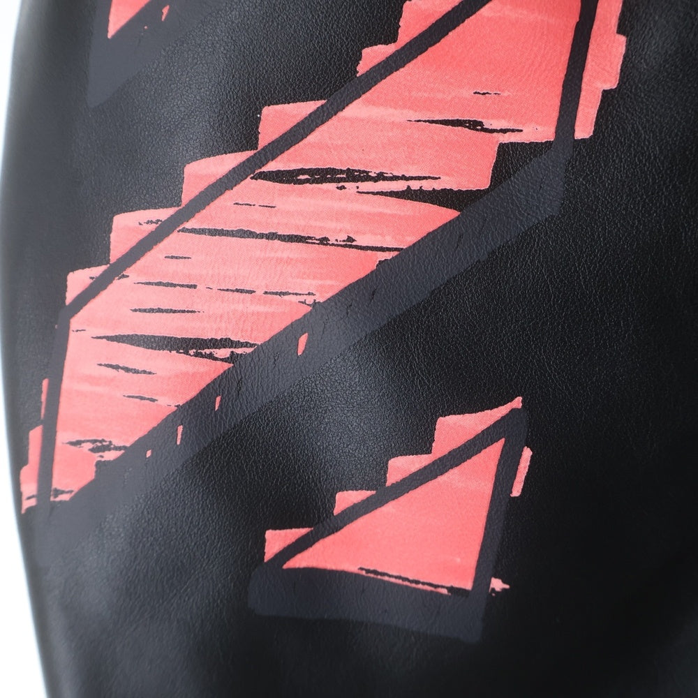 OFF-WHITE(オフホワイト) 21SS バックロゴ アロープリント レザー ライダースジャケット ブラック OMJG016R21LEA0011032