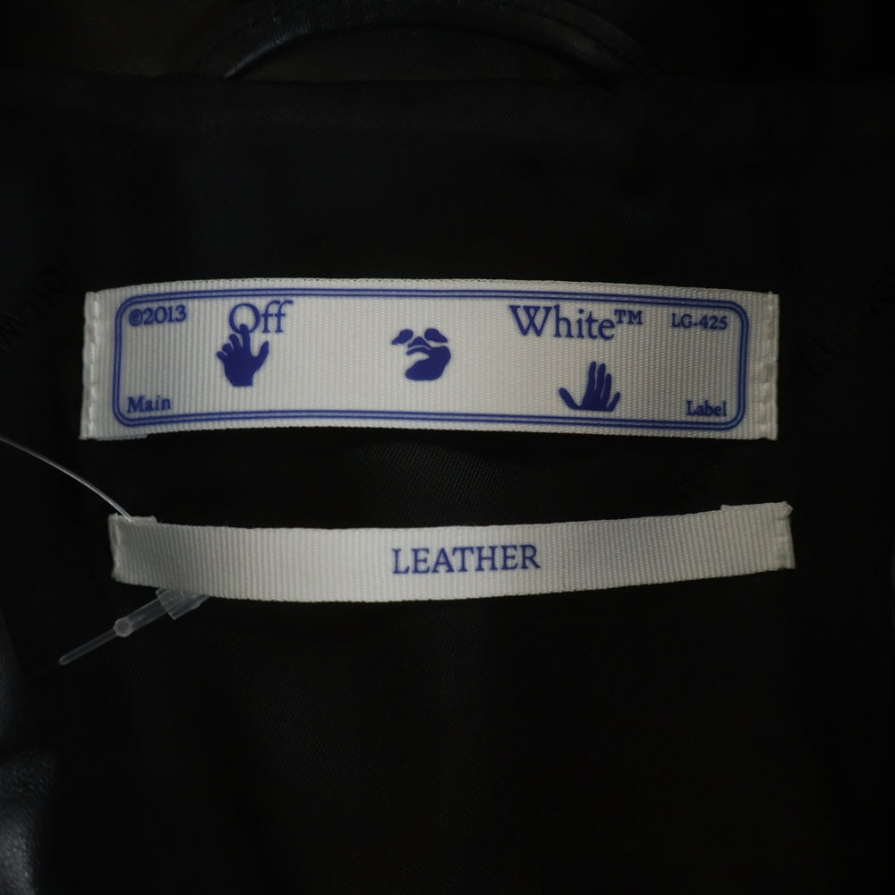 OFF-WHITE(オフホワイト) 21SS バックロゴ アロープリント レザー ライダースジャケット ブラック OMJG016R21LEA0011032