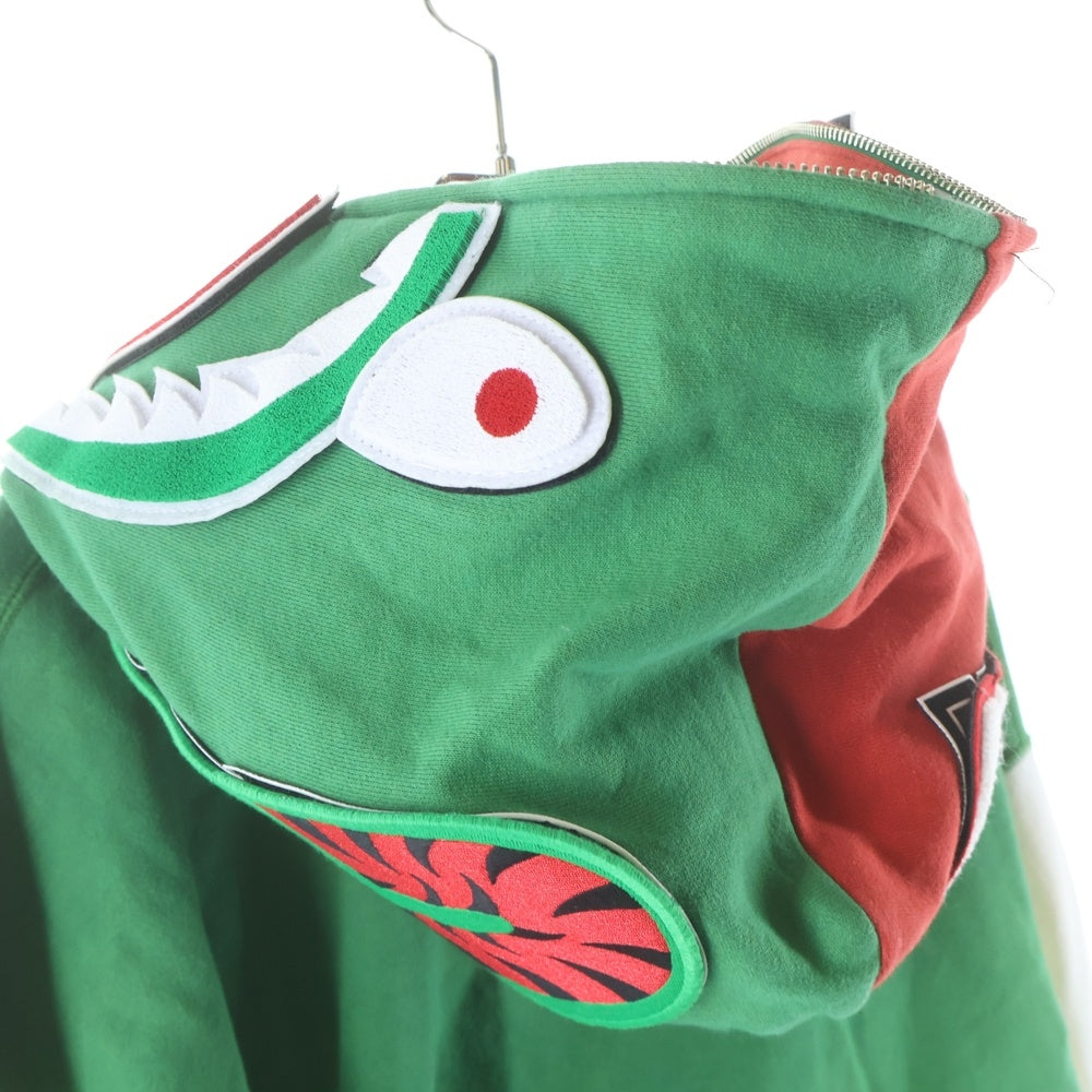 A BATHING APE(アベイシングエイプ) SHARK FULL ZIP HOODIE シャーク フル ジップアップスウェットパーカー フーディー グリーン 001ZPK701304M