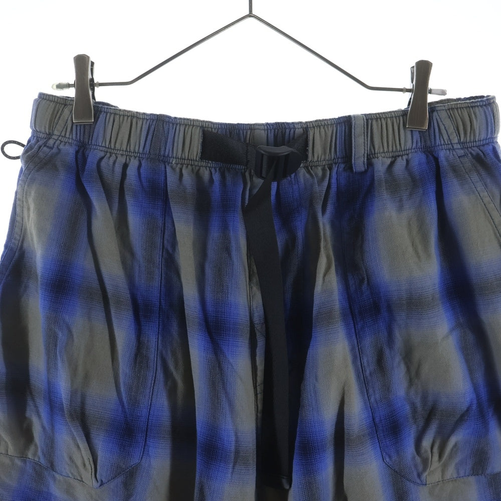 bal(バル) PLAID WIDE MOUNTAIN PANT チェックワイドマウンテンパンツ ブルー