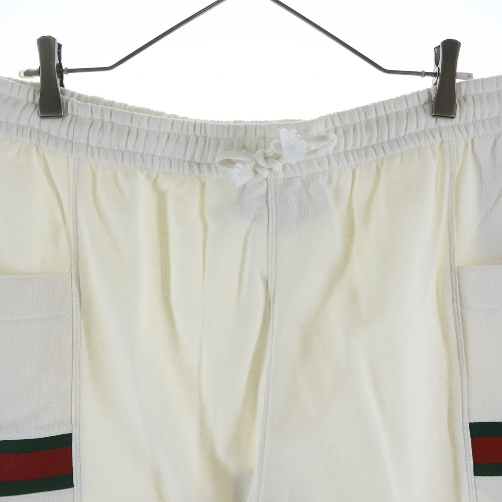 GUCCI(グッチ) ロゴパッチ付きリブスウェットロングパンツ ホワイト