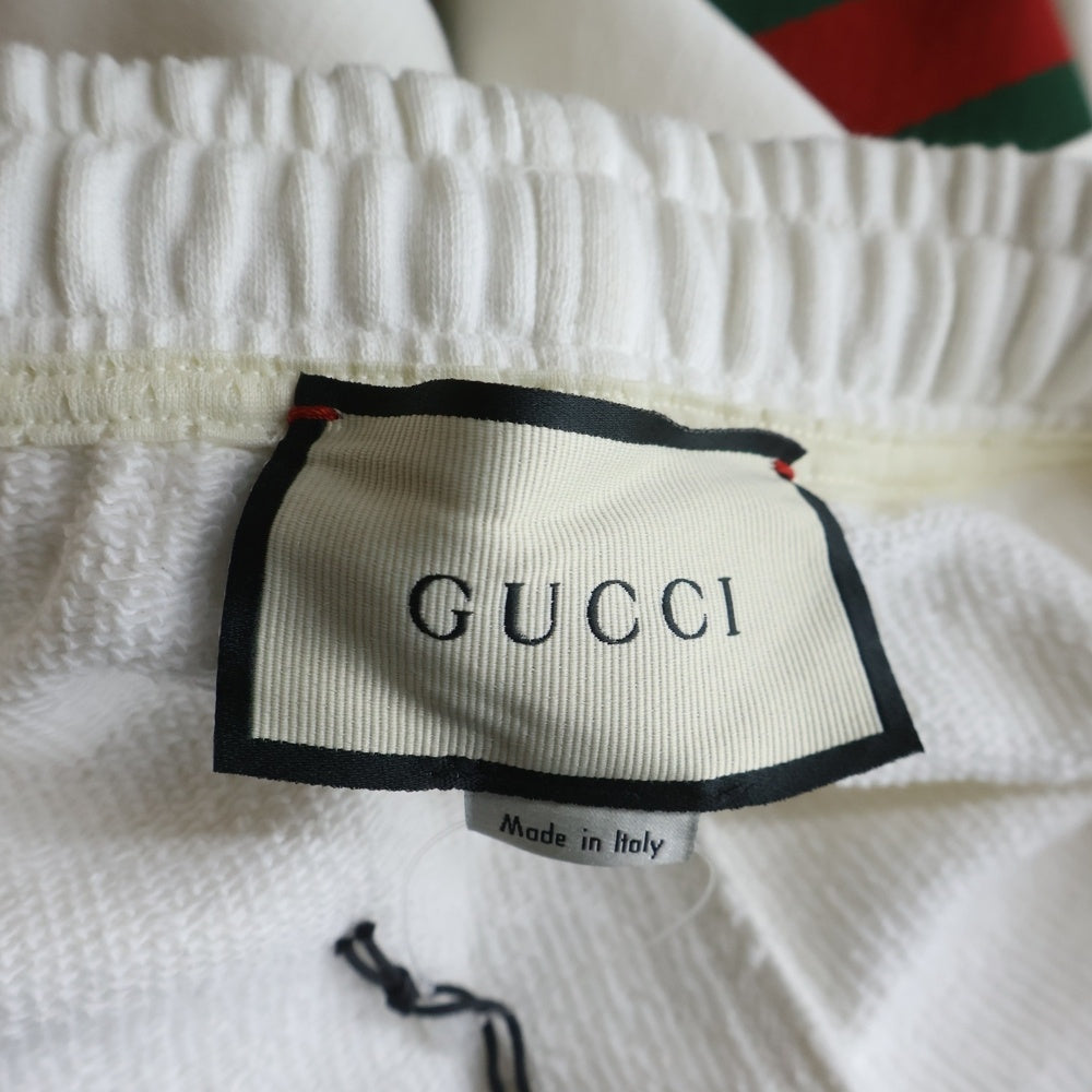 GUCCI(グッチ) ロゴパッチ付きリブスウェットロングパンツ ホワイト