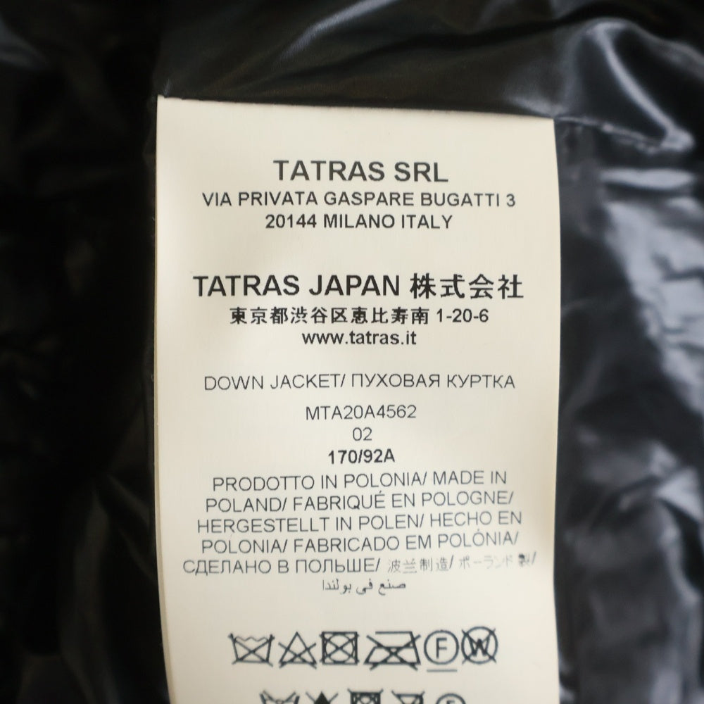 TATRAS(タトラス) 20AW BELBO ベルボ ジップアップ アームロゴパッチ ダウンジャケット ブラック MTA20A4562