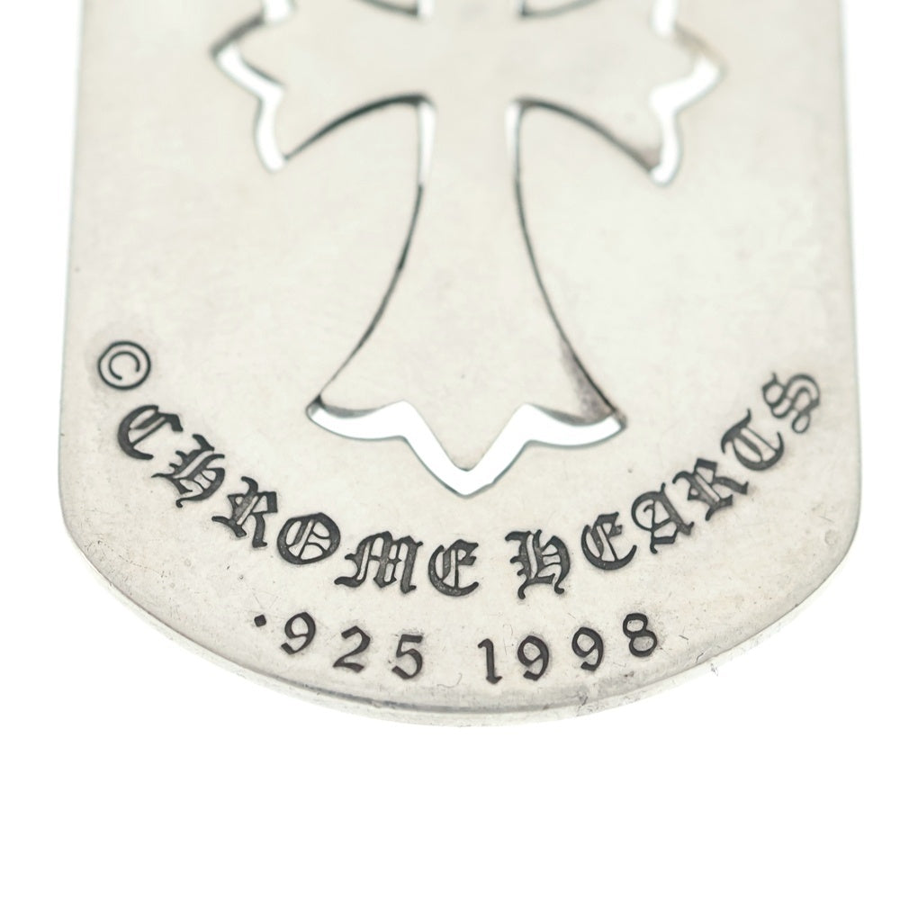 CHROME HEARTS(クロムハーツ) D TAG LRG TNY CRS カットアウトタイニークロス ラージドッグタグネックレストップ シルバー