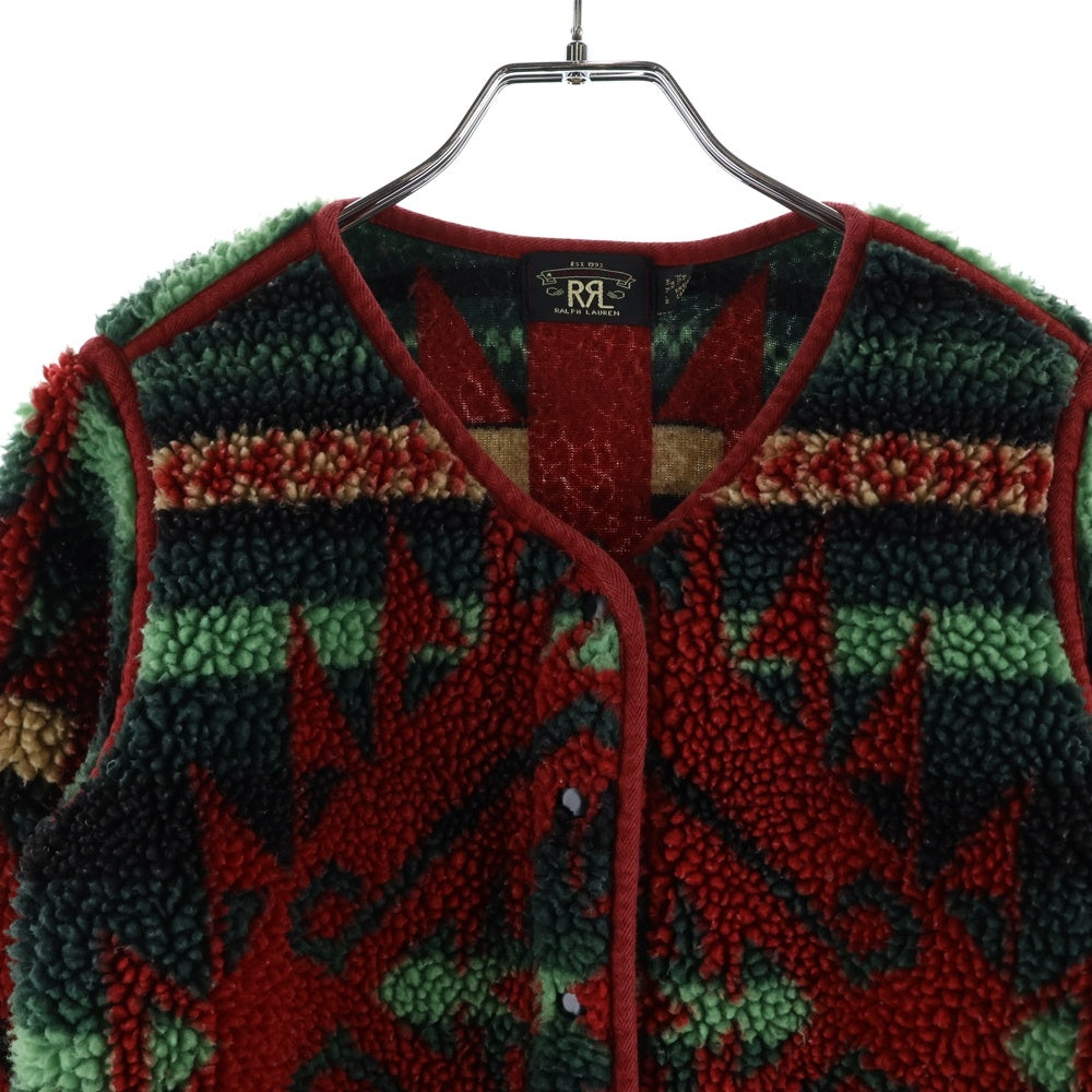 RRL(ダブルアールエル) ネイティブ柄 スナップボタン ボアジャケット レディース レッド