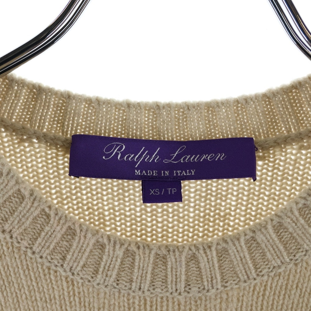 POLO RALPH LAUREN(ポロラルフローレン) POLO BEAR KNIT ポロベアー ウール ロゴエンブロイダリー クルーネックニット セーター レディース ベージュ