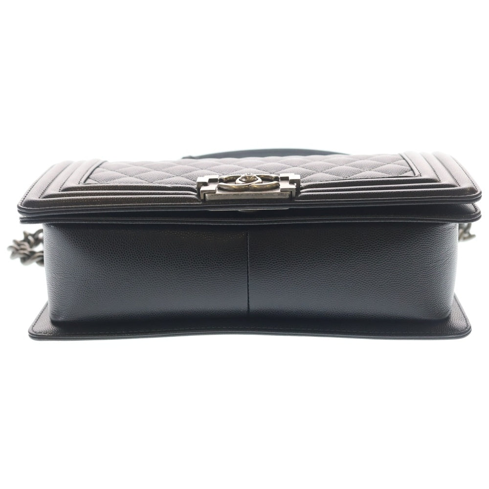 CHANEL(シャネル) ボーイシャネル ココマーク カーフスキン レザー チェーン ショルダーバッグ シルバー金具 ブラック レディース