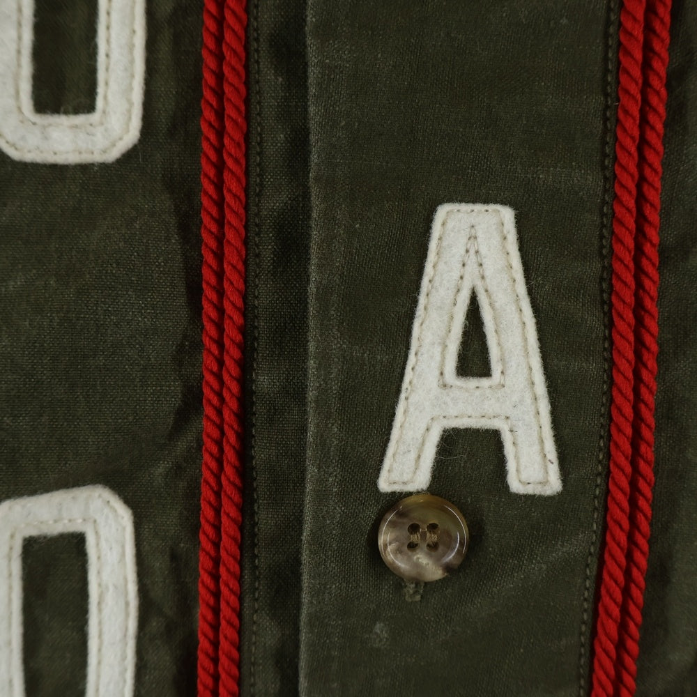 READY MADE(レディメイド) 21AW MILITARY BASEBALL SHIRT コットン ミリタリー ベースボール半袖シャツ カーキ RE-CO-KH-00-00-136
