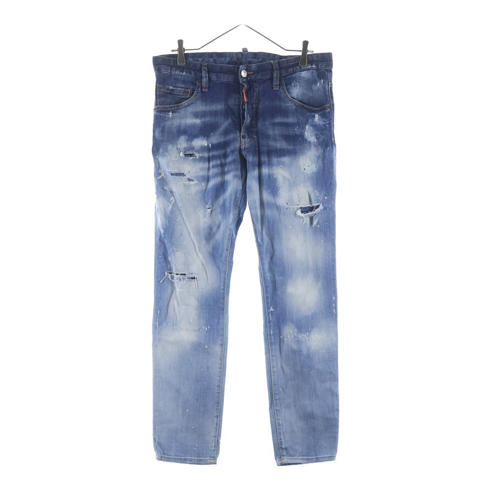DSQUARED2(ディースクエアード) 19AW Skater Jean スケータージーンズ ウォッシュ加工 ボタンフライデニムパンツ インディゴ S71LB0638