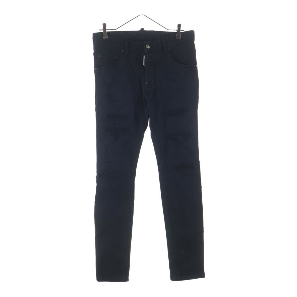 DSQUARED2(ディースクエアード) 21SS Super Twinky Jean ダメージ加工 ボタンフライスキニーデニムパンツ ブラック S71LB0885