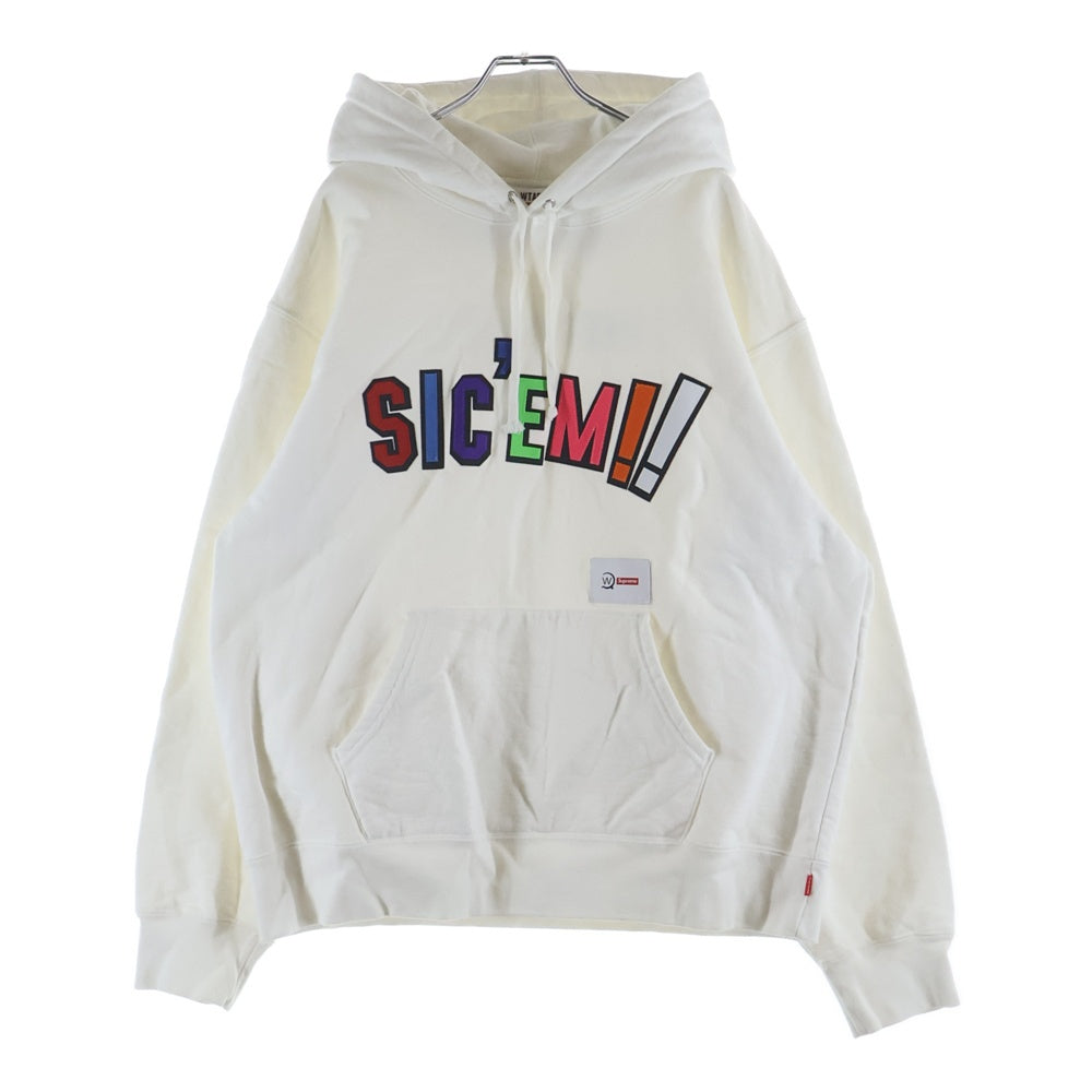 SUPREME(シュプリーム) 21AW ×WTAPS Sic'em! Hooded Sweatshirt ダブルタップス シックエム フロント刺繍 スウェット プルオーバーパーカー ホワイト