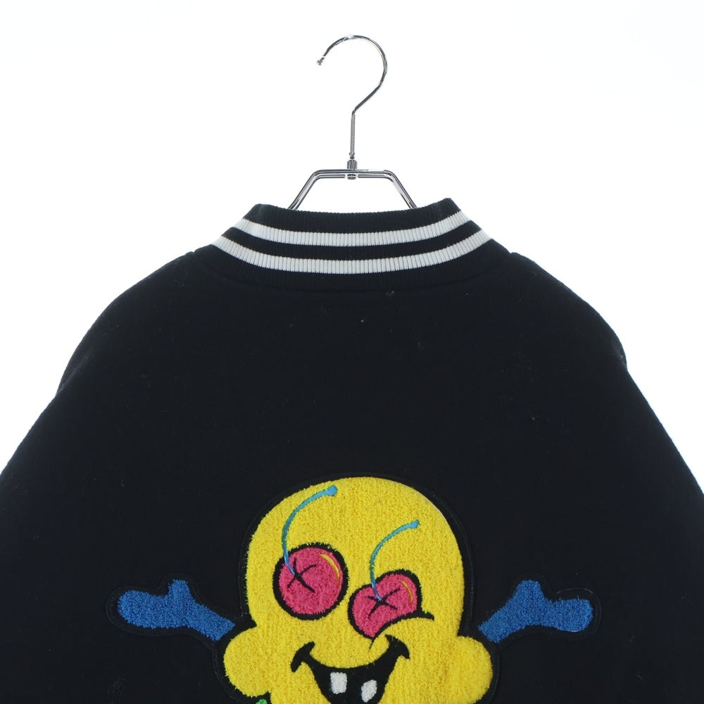 WIND AND SEA(ウィンダンシー) ×ICE CREAM VARSITY JACKET アイスクリーム マルチパッチ アームレザー バーシティジャケット スタジャンブルゾン ブラック ICJP215SX004