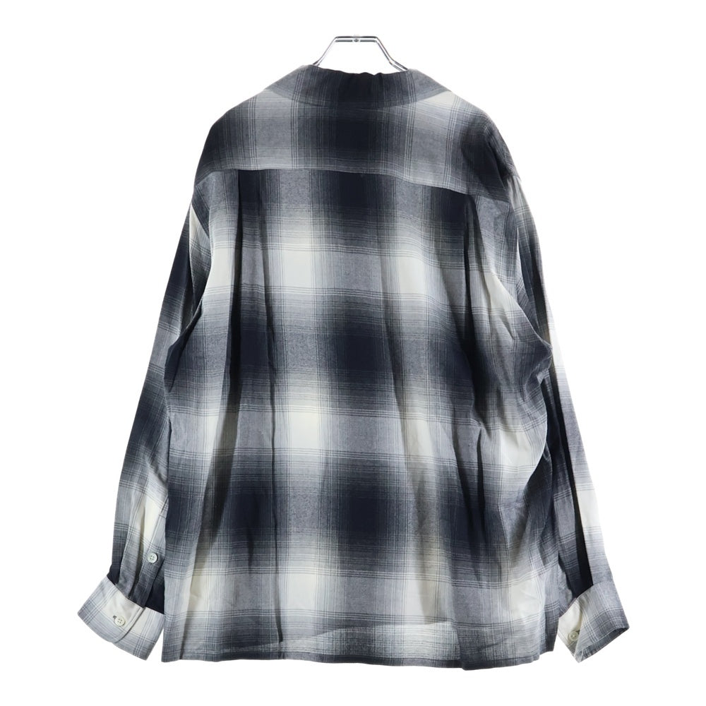 WACKO MARIA(ワコマリア) 23AW OMBRE CHECK OPEN COLLAR SHIRT L/S オンブレチェック オープンカラー長袖シャツ グレー 23FWE-WMS-OC01
