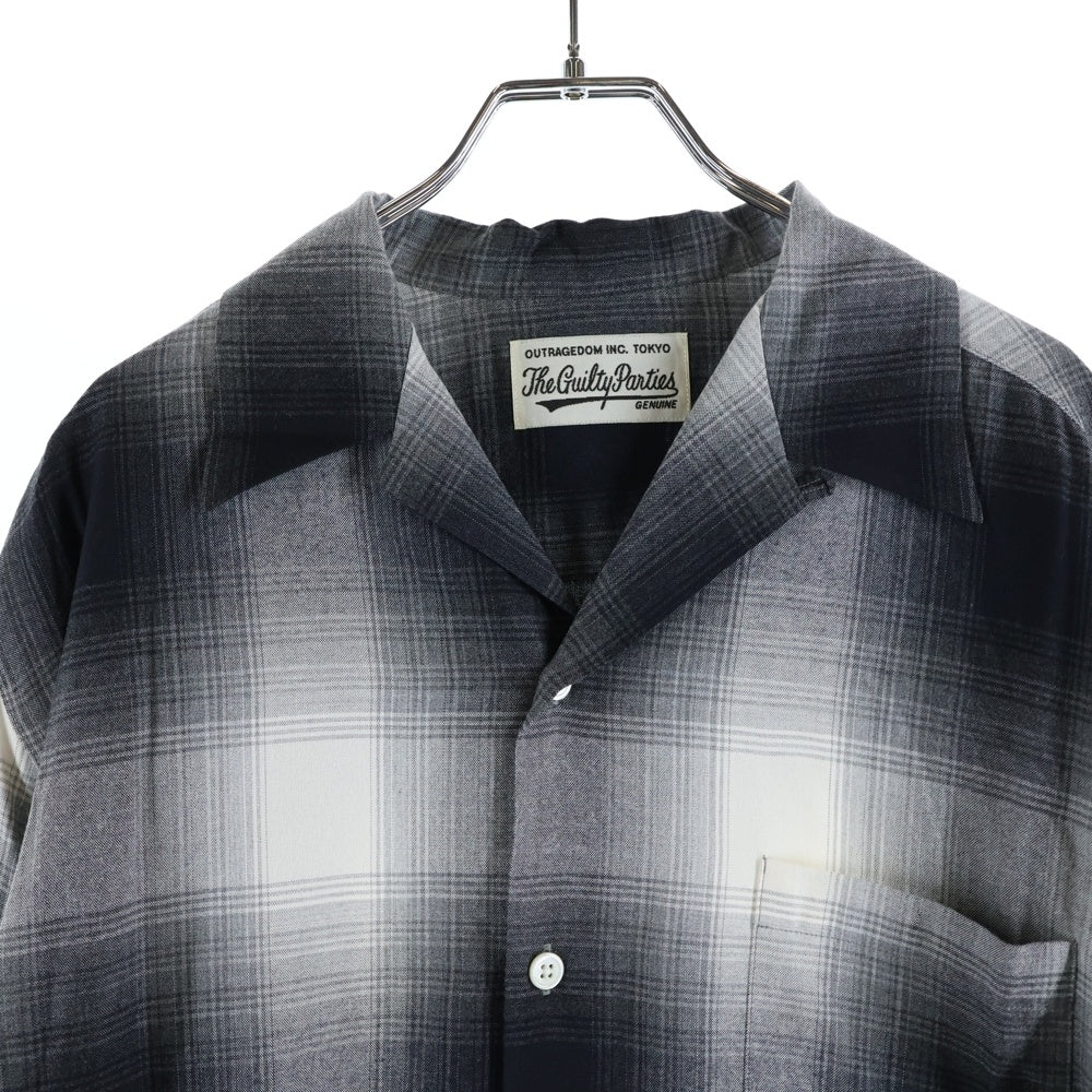 WACKO MARIA(ワコマリア) 23AW OMBRE CHECK OPEN COLLAR SHIRT L/S オンブレチェック オープンカラー長袖シャツ グレー 23FWE-WMS-OC01