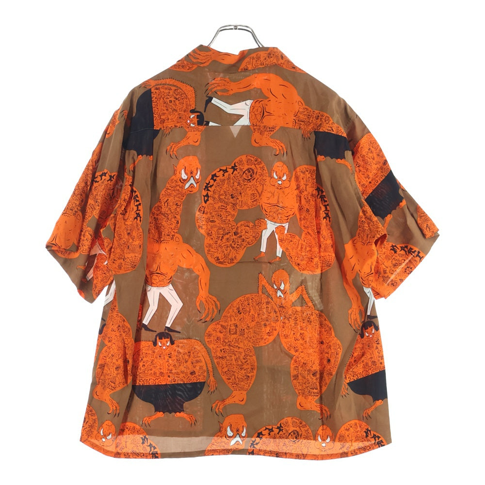 WACKO MARIA(ワコマリア) 24AW ×NECK FACE HAWAIIAN SHIRT ネックフェイス 総柄 ハワイアンシャツ ブラウン NECKFACE-WM-HI19