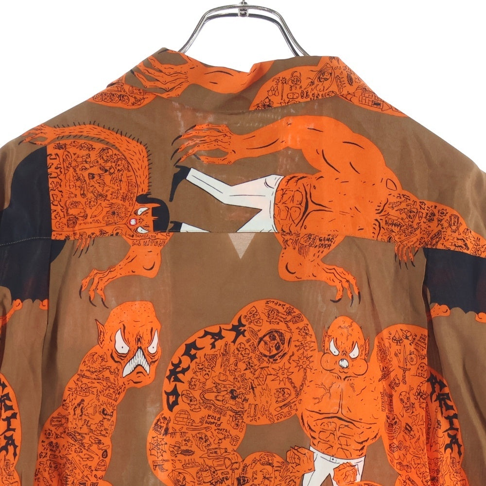 WACKO MARIA(ワコマリア) 24AW ×NECK FACE HAWAIIAN SHIRT ネックフェイス 総柄 ハワイアンシャツ ブラウン NECKFACE-WM-HI19