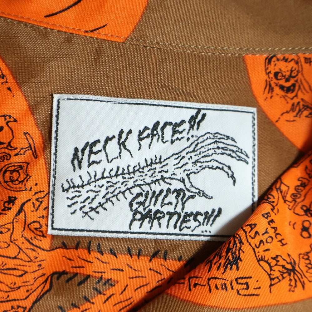 WACKO MARIA(ワコマリア) 24AW ×NECK FACE HAWAIIAN SHIRT ネックフェイス 総柄 ハワイアンシャツ ブラウン NECKFACE-WM-HI19