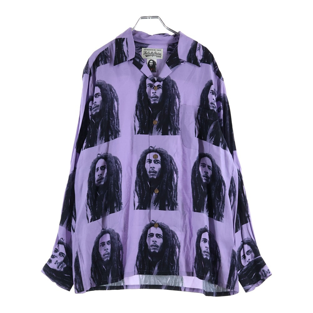 WACKO MARIA(ワコマリア) 22AW BOB MARLEY HAWAIIAN SHIRT L/S TYPE 2 ボブマーリー 長袖ハワイアンシャツ パープル BOBMARLEY-WM-HI06