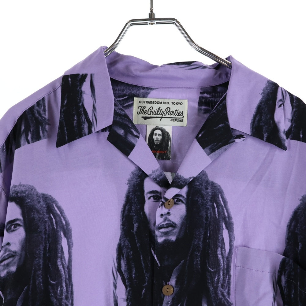 WACKO MARIA(ワコマリア) 22AW BOB MARLEY HAWAIIAN SHIRT L/S TYPE 2 ボブマーリー 長袖ハワイアンシャツ パープル BOBMARLEY-WM-HI06