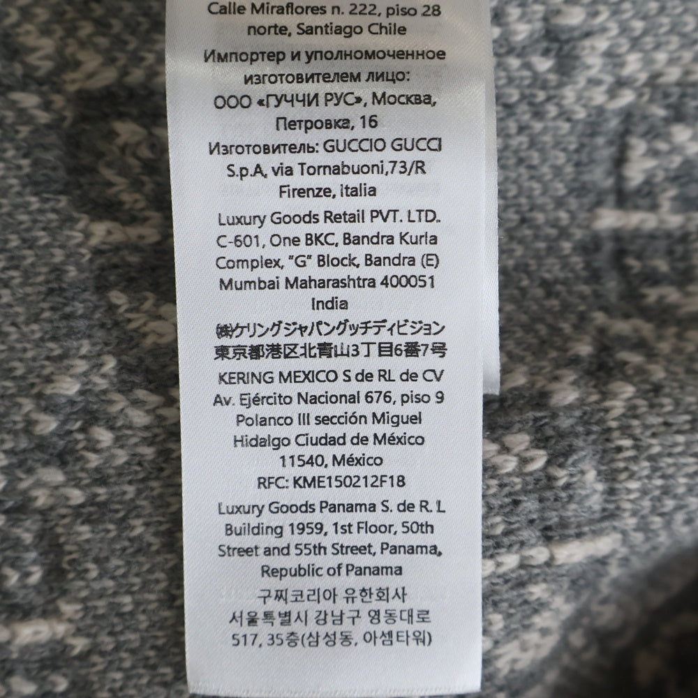 GUCCI(グッチ) GGブークレ ウール ジャガード トップ ロゴ総柄 モックネック プルオーバー 半袖ニット セーター ベージュ グレー 770059 XKCNA レディース