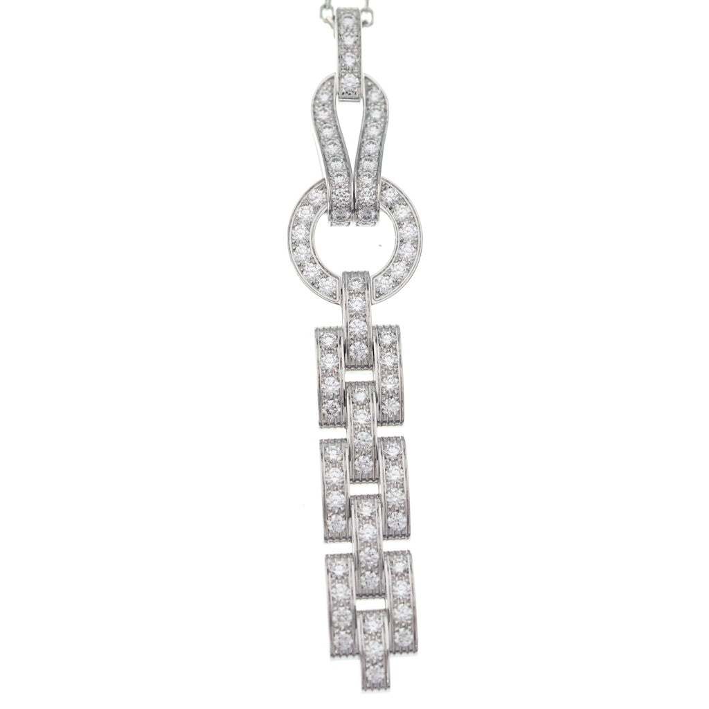 カルティエ アグラフ　ダイヤ ネックレス　K18WG×ダイヤ Cartier(カルティエ) アグラフ ネックレス K18WG パヴェダイヤモンド