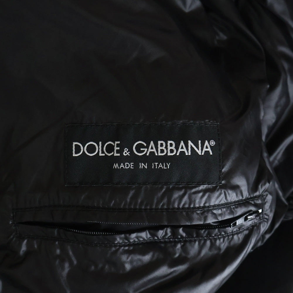 DOLCE & GABBANA(ドルチェアンドガッバーナ) ヴィンテージ加工 ロゴプレート イタリア製 ナイロン ダウンジャケット ブラック G9Q66T