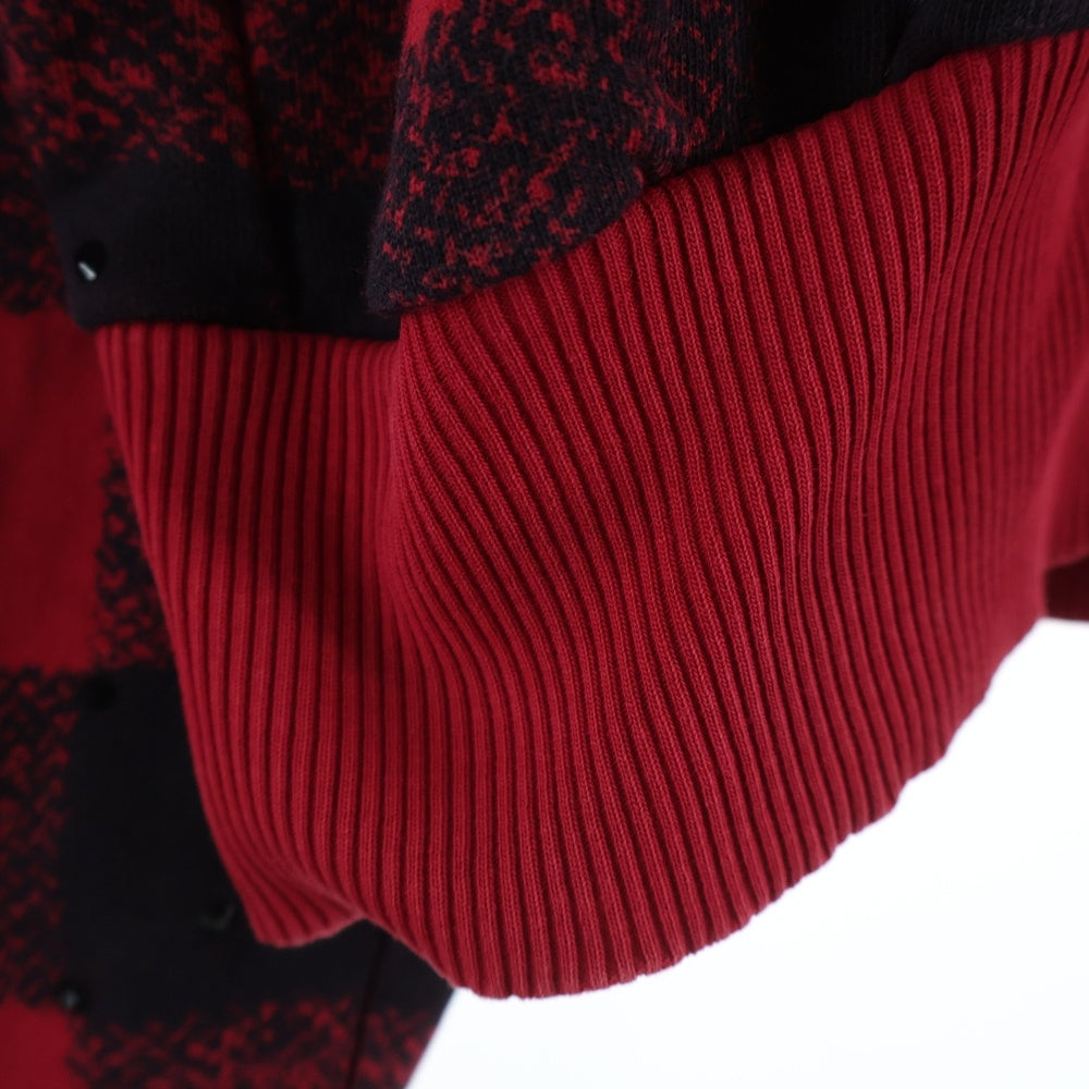DRIES VAN NOTEN(ドリスヴァンノッテン) チェック柄 コットン フーデッド プルオーバー パーカー レッド/ブラック
