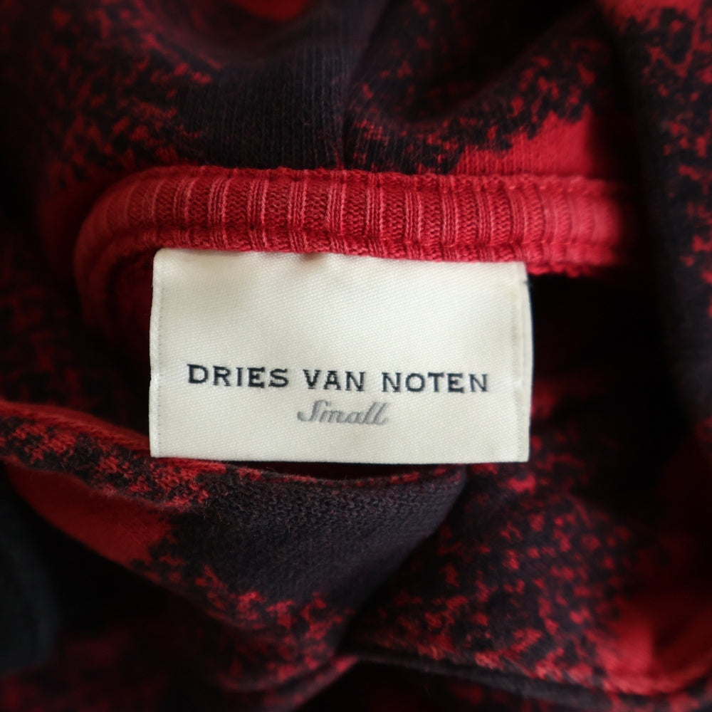DRIES VAN NOTEN(ドリスヴァンノッテン) チェック柄 コットン フーデッド プルオーバー パーカー レッド/ブラック