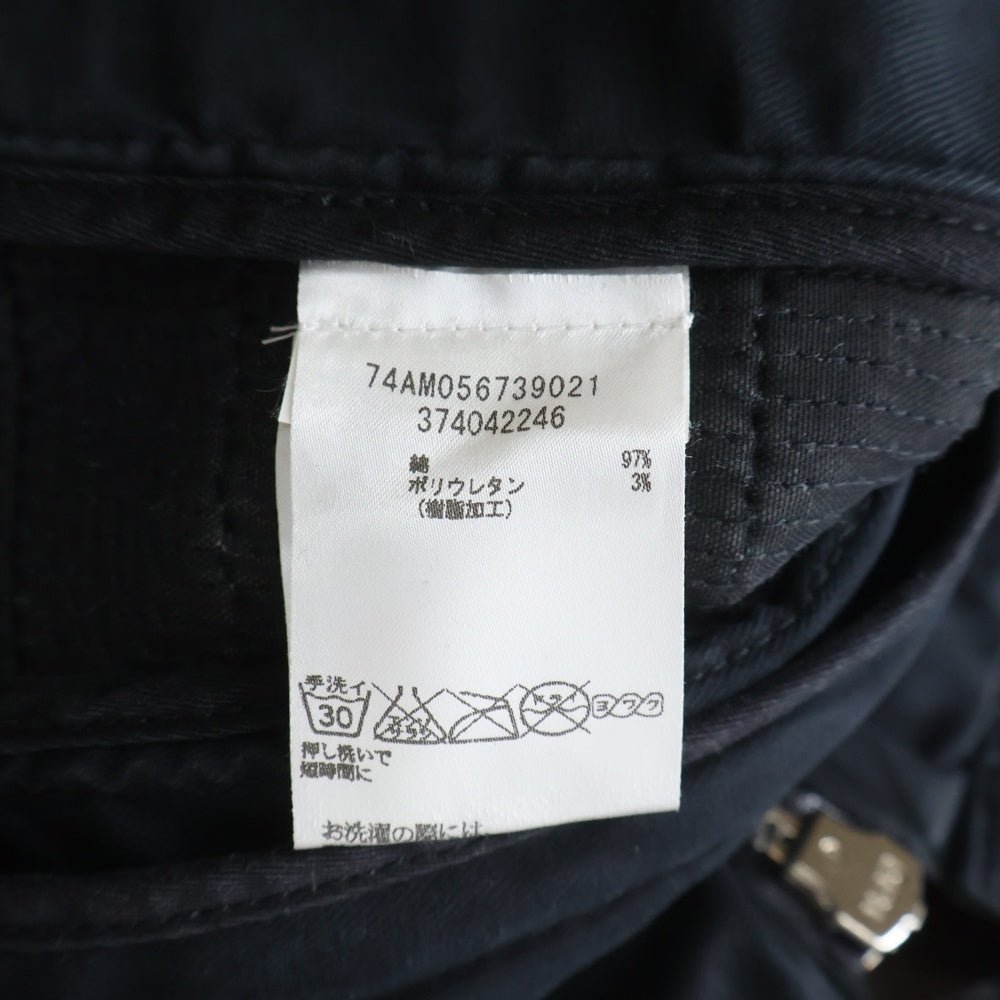 DSQUARED2(ディースクエアード) 胸ダブルポケット イタリア製 ジップアップ レザージャケット ブルゾン ブラック 74AM056739021