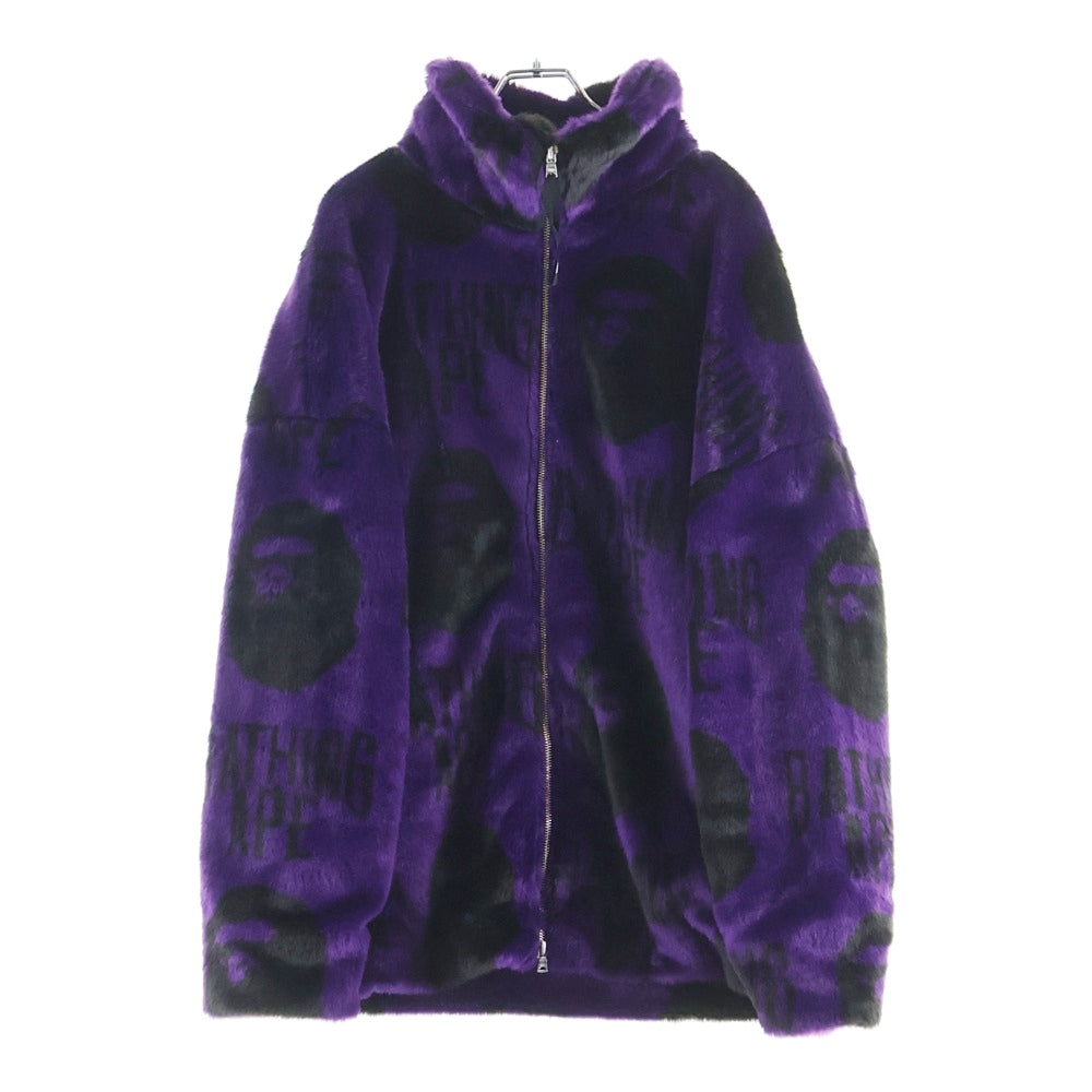 A BATHING APE(アベイシングエイプ) B BOY FUR JACKET ビーボーイ ジップアップ ファージャケット パープル/ブラック 001HJI801012M