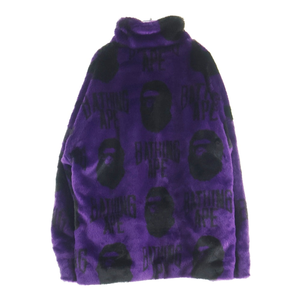 A BATHING APE(アベイシングエイプ) B BOY FUR JACKET ビーボーイ ジップアップ ファージャケット パープル/ブラック 001HJI801012M