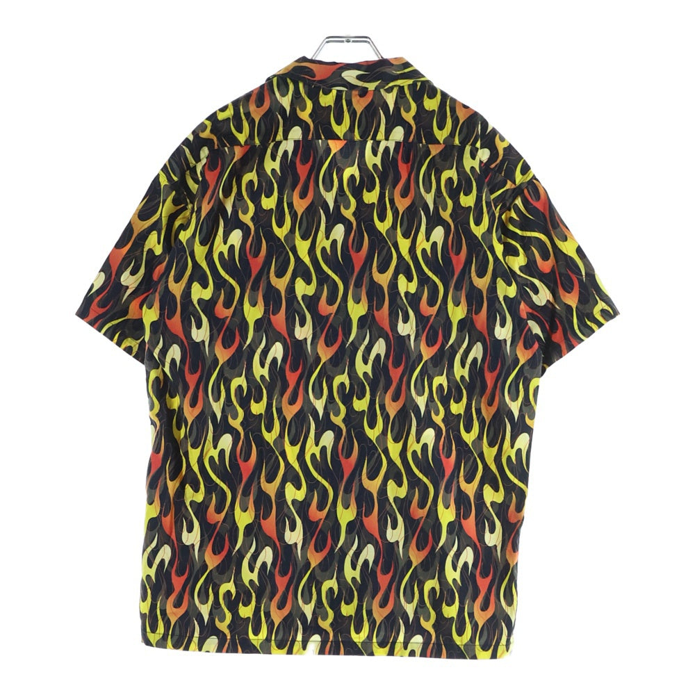 MASSES(マシス) SHIRT S/S FIRE ファイアーパターン ショートスリーブ オープンカラーシャツ ブラック/レッド