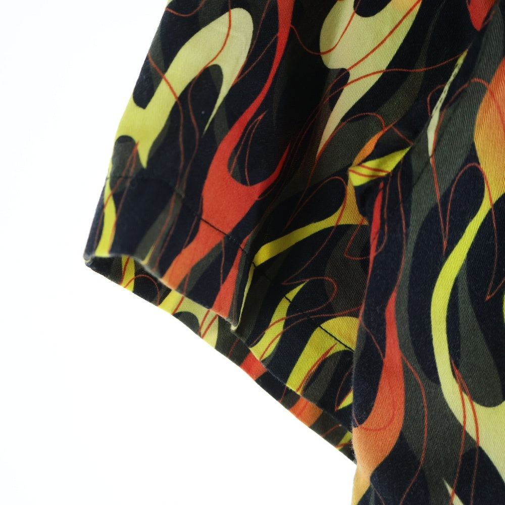 MASSES(マシス) SHIRT S/S FIRE ファイアーパターン ショートスリーブ オープンカラーシャツ ブラック/レッド