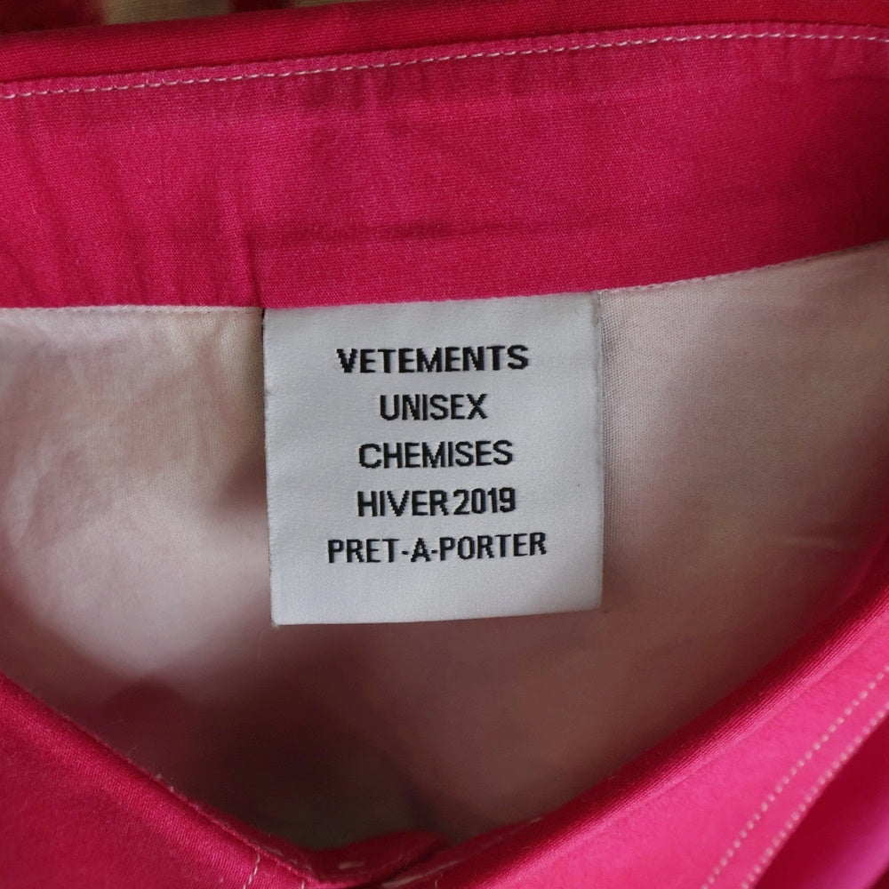 VETEMENTS(ヴェトモン) 18AW MARILYN MANSON マリリン マンソン コットン 長袖シャツ ピンク UAH19SH301