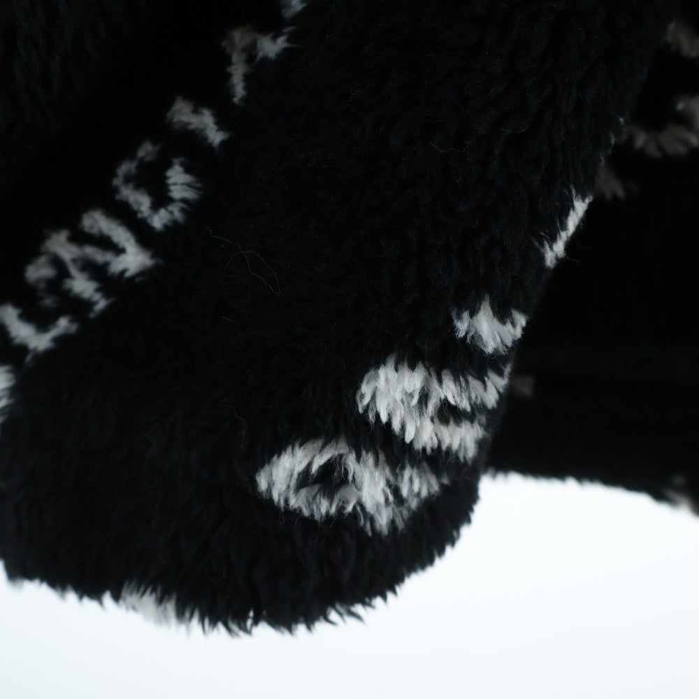 BALENCIAGA(バレンシアガ) 19AW ALLOVER LOGO FLUFFY ZIP UP JACKET オールオーバーロゴ フラフィー ジップアップ ボアジャケット ブラック 596185 THQ01