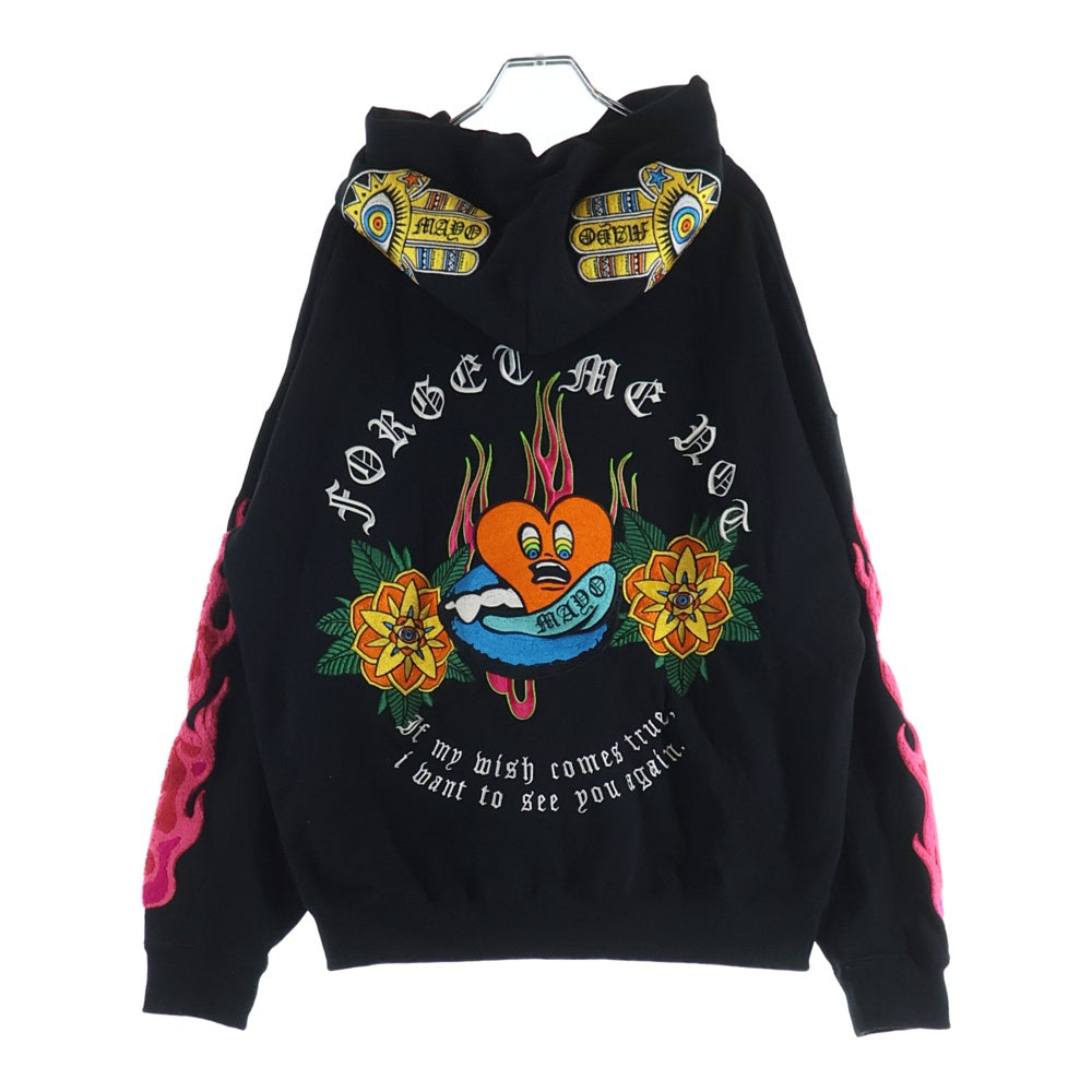MAYO(メイヨー) EMBROIDERY RIP HEART HOODIE エンブロイダリー リップ ハート プルオーバースウェットパーカー フーディー ブラック 22MY-PK2202