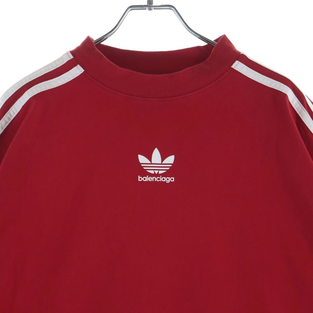 BALENCIAGA(バレンシアガ) 23SS ×ADIDAS アディダス フロントロゴ クルーネック半袖Tシャツ カットソー レッド 739101 TNVA6