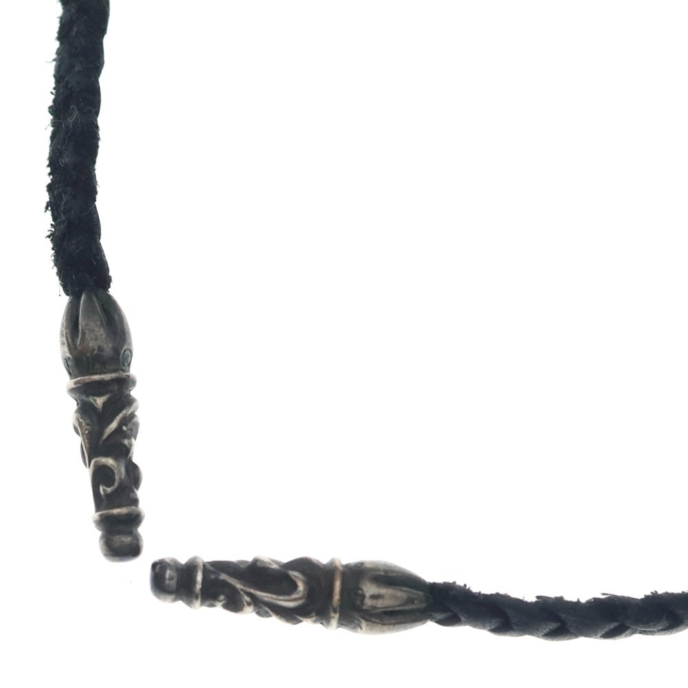 CHROME HEARTS(クロムハーツ) LEATHER BRAID SCROLL ネックレス レザーブレイドネックレス ブラック/シルバー BCA377