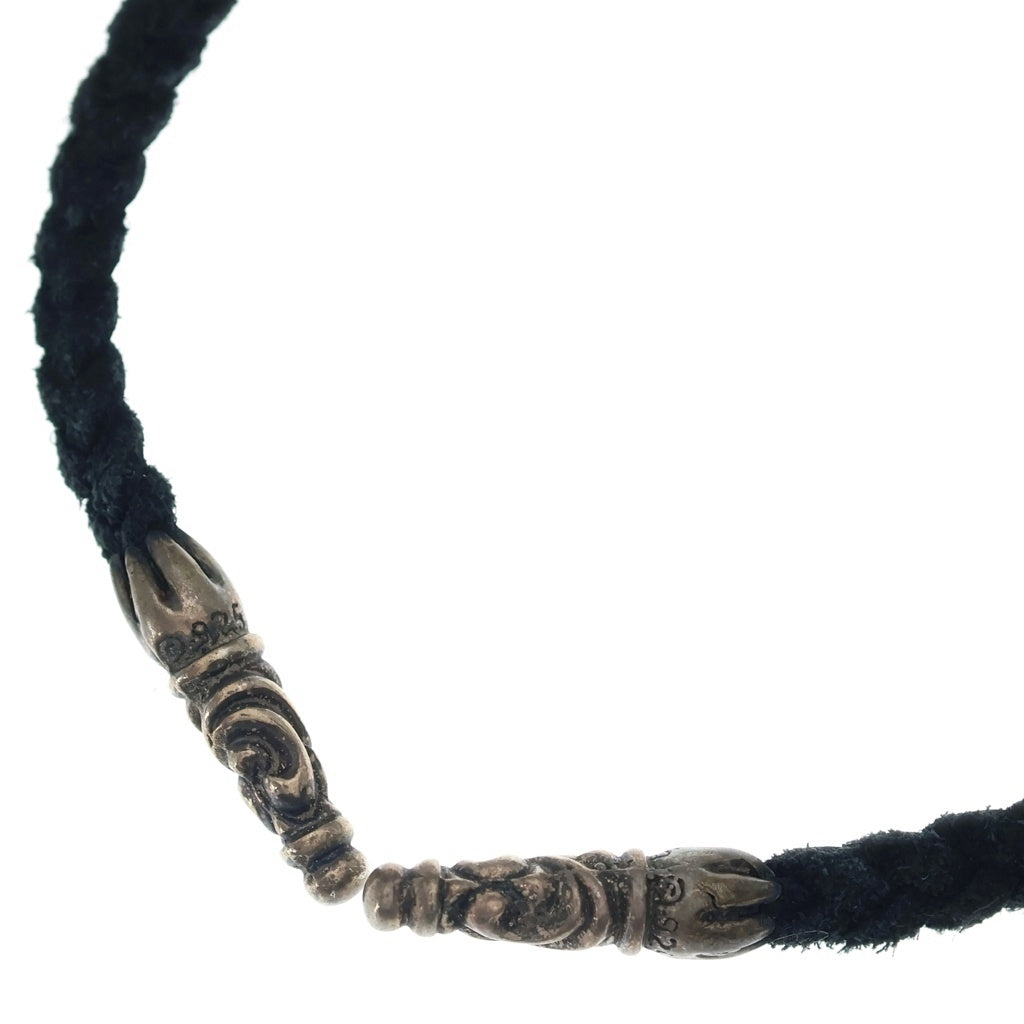 CHROME HEARTS(クロムハーツ) LEATHER BRAID SCROLL ネックレス レザーブレイドネックレス ブラック/シルバー BCA377