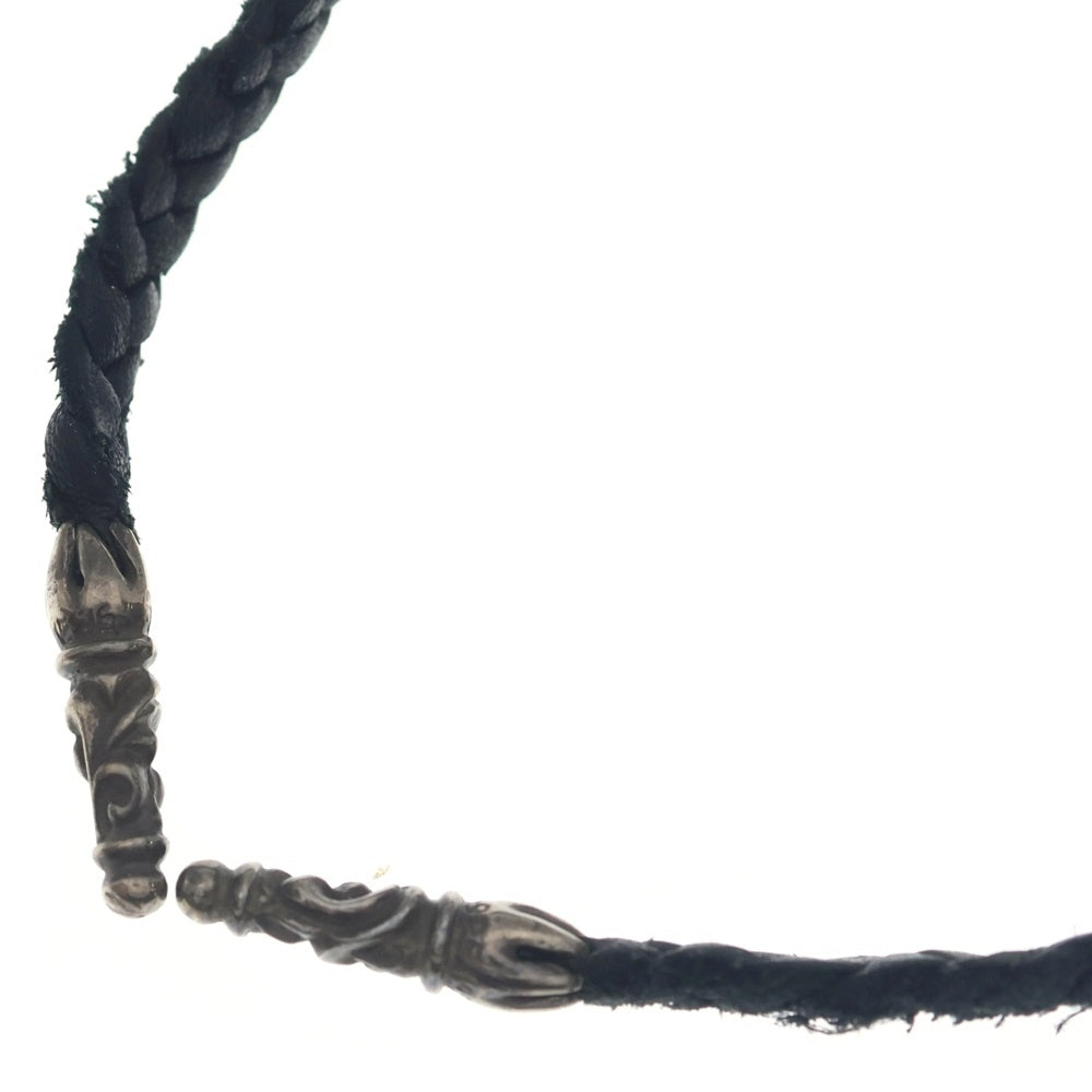 CHROME HEARTS(クロムハーツ) LEATHER BRAID SCROLL ネックレス レザーブレイドネックレス ブラック/シルバー BCA377