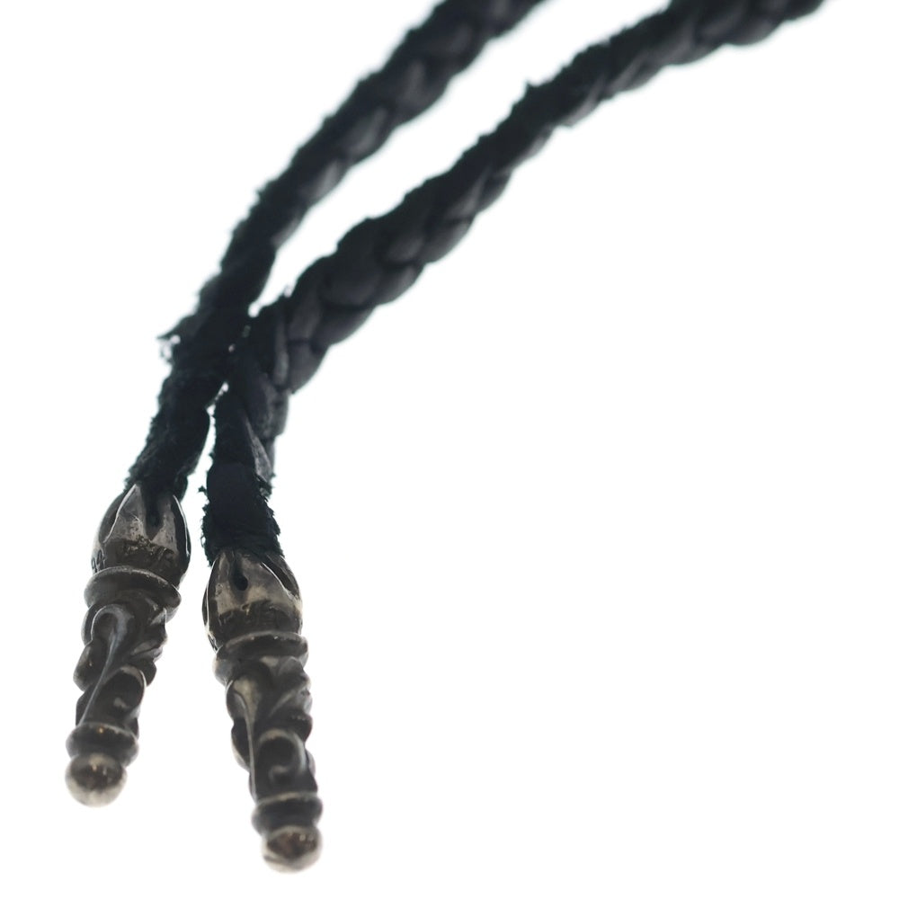 CHROME HEARTS(クロムハーツ) LEATHER BRAID SCROLL ネックレス レザーブレイドネックレス ブラック/シルバー BCA377