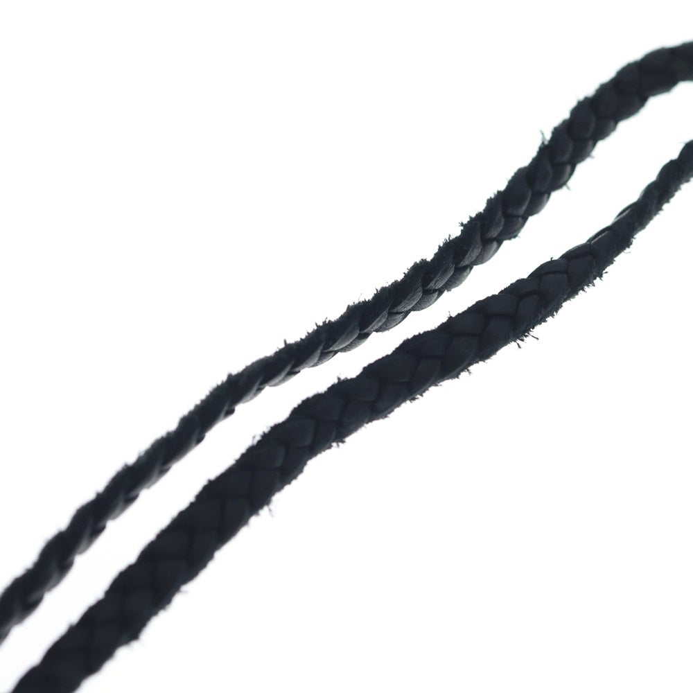 CHROME HEARTS(クロムハーツ) LEATHER BRAID SCROLL ネックレス レザーブレイドネックレス ブラック/シルバー BCA377