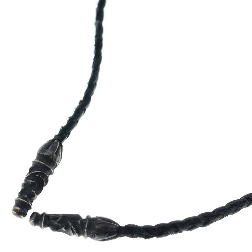 CHROME HEARTS(クロムハーツ) LEATHER BRAID SCROLL ネックレス レザーブレイドネックレス ブラック/シルバー BCA377