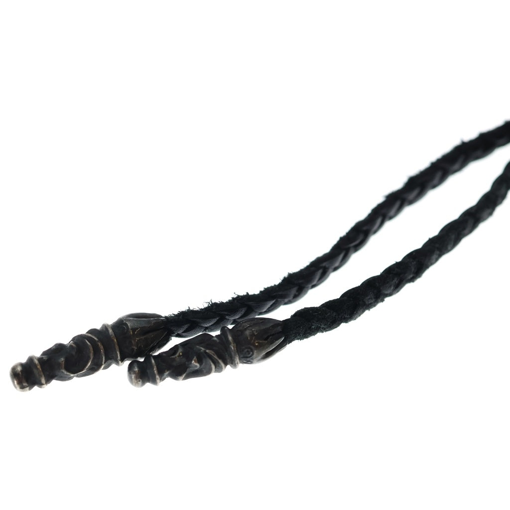 CHROME HEARTS(クロムハーツ) LEATHER BRAID SCROLL ネックレス レザーブレイドネックレス ブラック/シルバー BCA377